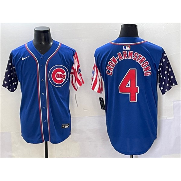 Chicago Cubs #4 Pete Crow-Armstrong Royal 2025 Independence Day Vapor Premier Limited Stitched Jersey