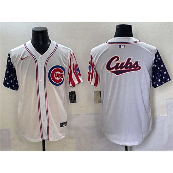 Chicago Cubs Team Big Logo White 2025 Independence Day Vapor Premier Limited Stitched Jersey