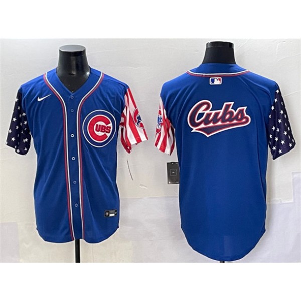 Chicago Cubs Team Big Logo Royal 2025 Independence Day Vapor Premier Limited Stitched Jersey