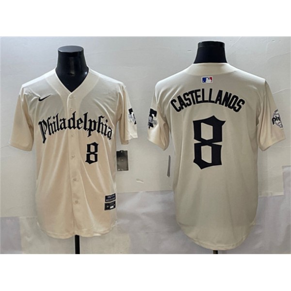 Philadelphia Phillies #8 Nick Castellanos Cream Gothic Vapor Limited Stitched Jersey