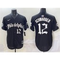 Philadelphia Phillies #12 Kyle Schwarber Black Gothic Vapor Limited Stitched Jersey