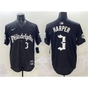 Philadelphia Phillies #3 Bryce Harper Black Gothic Vapor Limited Stitched Jersey