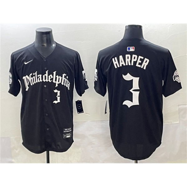 Philadelphia Phillies #3 Bryce Harper Black Gothic Vapor Limited Stitched Jersey