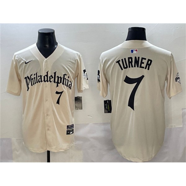 Philadelphia Phillies #7 Trea Turner Cream Gothic Vapor Limited Stitched Jersey