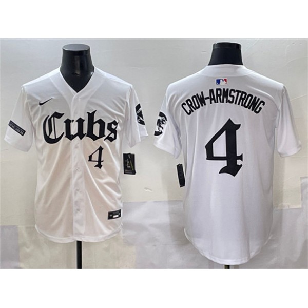 Chicago Cubs #4 Pete Crow-Armstrong White 'Gothic North Side Edition' Vapor Premier Limited Stitched Jersey