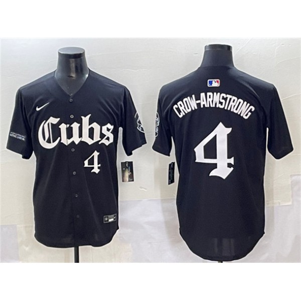 Chicago Cubs #4 Pete Crow-Armstrong Black 'Gothic North Side Edition' Vapor Premier Limited Stitched Jersey