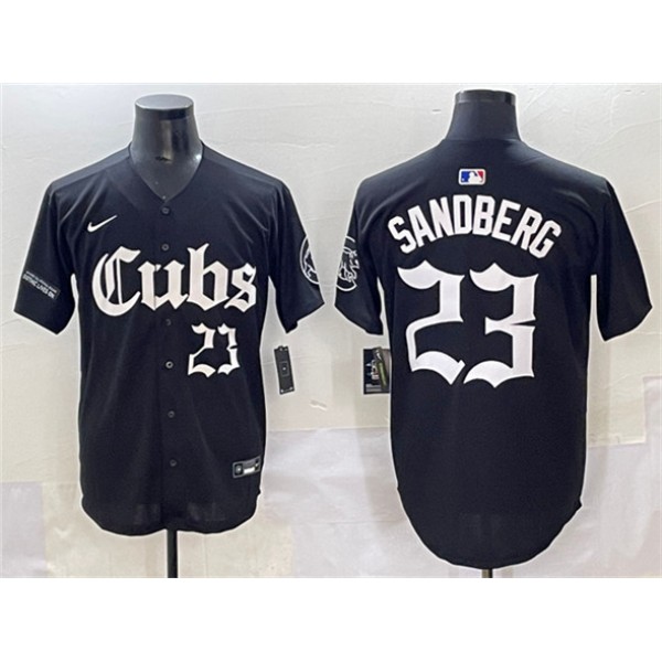 Chicago Cubs #23 Ryne Sandberg Black 'Gothic North Side Edition' Vapor Premier Limited Stitched Jersey