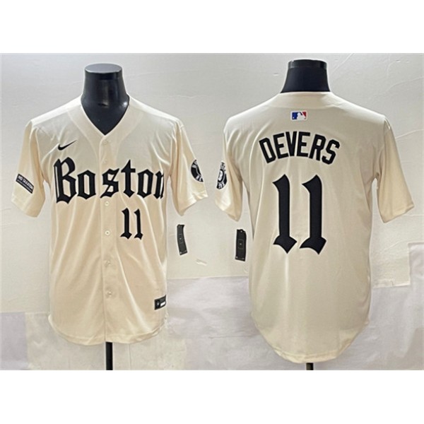 Boston Red Sox #11 Rafael Devers Cream Gothic Vapor Limited Stitched Jersey