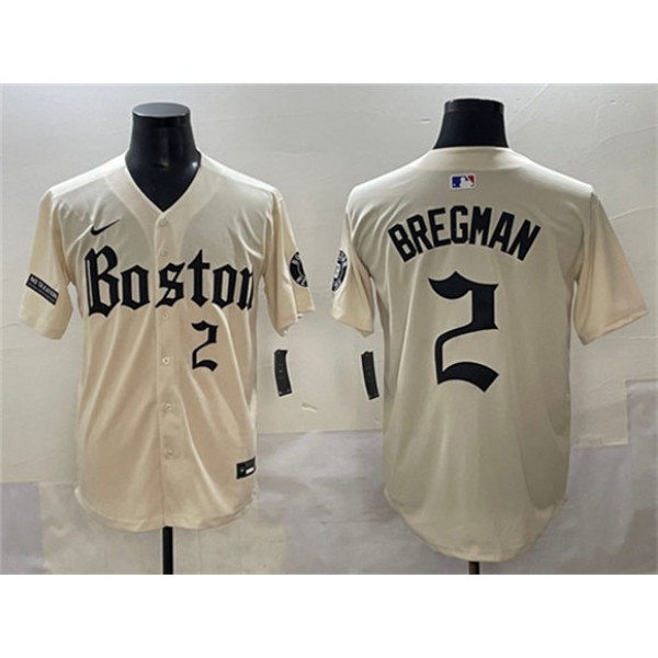 Boston Red Sox #2 Alex Bregman Cream Gothic Vapor Limited Stitched Jersey