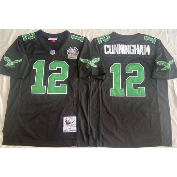 Philadelphia Eagles #12 Randall Cunningham Black Throwback Stitched Jersey