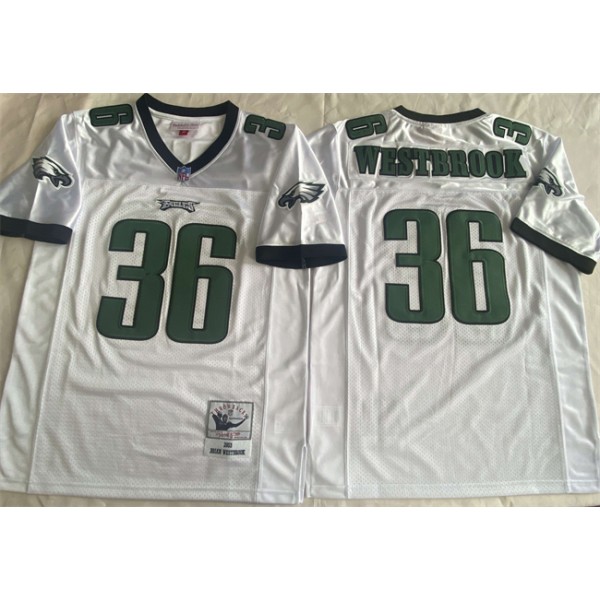 Philadelphia Eagles #36 Brian Westbrook White Throwback Stitched Jersey