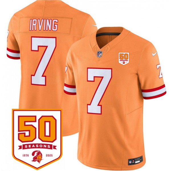 Tampa Bay Buccaneers #7 Bucky Irving Orange 2025 F.U.S.E. 50th Anniversary Patch Vapor Untouchable Limited Stitched Jersey