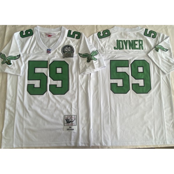 Philadelphia Eagles #59 Seth Joyner White Throwback Stitched Jersey