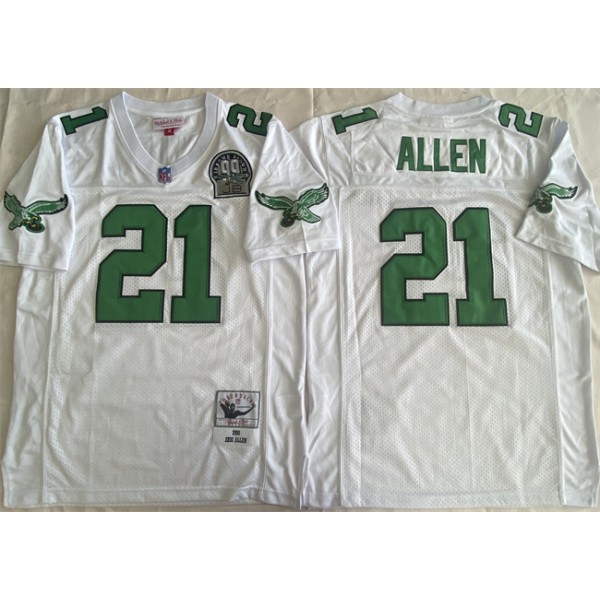 Philadelphia Eagles #21 Eric Allen White Throwback Stitched Jersey