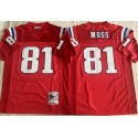 New England Patriots #81 Randy Moss Red Throwback Stitched Jersey