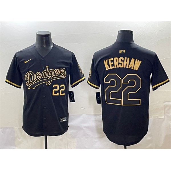 Los Angeles Dodgers #22 Clayton Kershaw Black Gold Limited Stitched Jersey