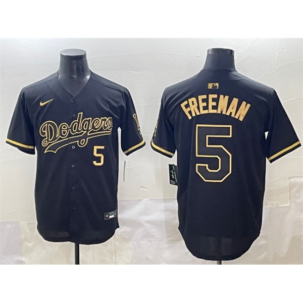 Los Angeles Dodgers #5 Freddie Freeman Black Gold Limited Stitched Jersey