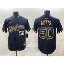 Los Angeles Dodgers #50 Mookie Betts Black Gold Limited Stitched Jersey