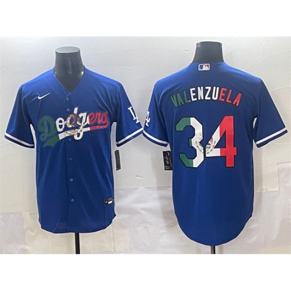 Los Angeles Dodgers #34 Fernando Valenzuela Blue Mexico Stitched Jersey
