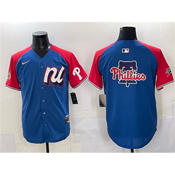 National League Philadelphia Phillies Team Big Logo Blue Red Alternate 2025 All-Star Edition Limited Stitched Jersey