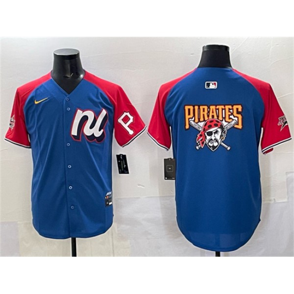 National League Pittsburgh Pirates Team Big Logo Blue Red Alternate 2025 All-Star Edition Limited Stitched Jersey