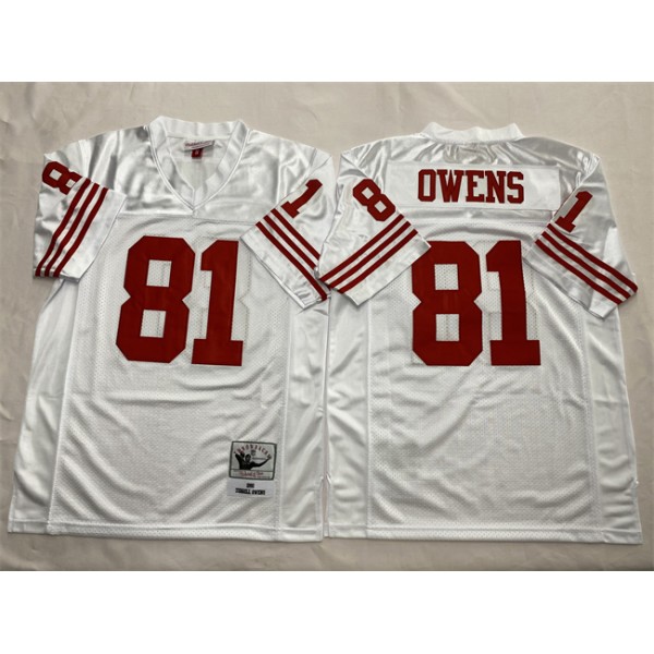 New York Giants #81 Terrell Owens White Throwback Stitched Football Jersey