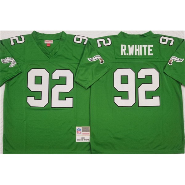 Philadelphia Eagles #92 Reggie White Kelly Green Throwback Football Stitched Jersey