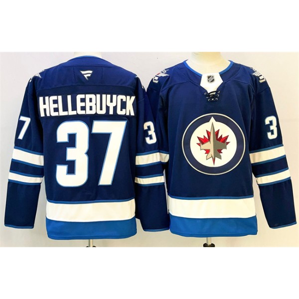 Winnipeg Jets #37 Connor Hellebuyck Connor Hellebuyck Navy 2024-25 Home Stitched Jersey