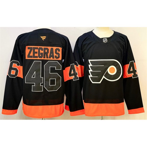 Philadelphia Flyers #46 Trevor Zegras Black 2024 Stitched Jersey