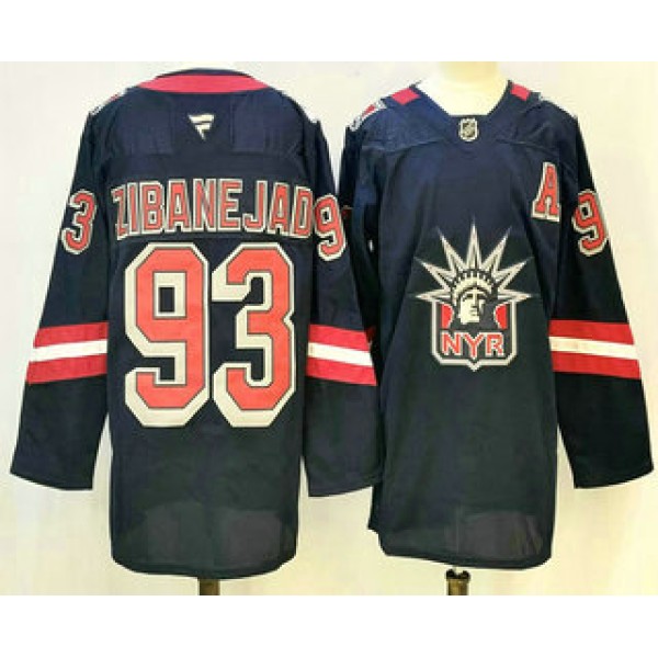New York Rangers #93 Mika Zibanejad Navy Reverse Retro Authentic Jersey