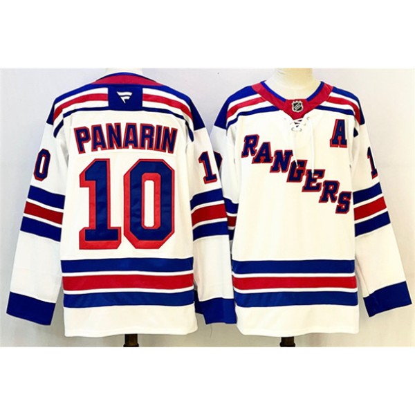 New York Rangers #10 Artemi Panarin White With A Patch 2024-25 Away Stitched Jersey