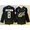 Washington Capitals #8 Alex Ovechkin Black Cherry Blossom With C Patch Stitched Jersey
