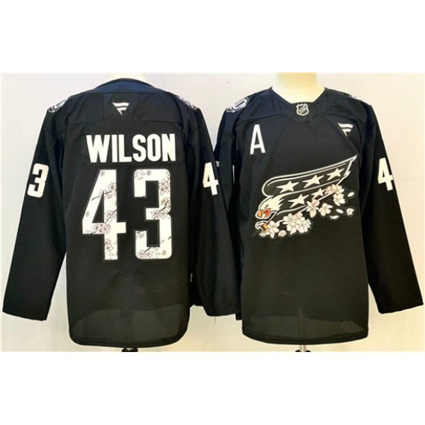 Washington Capitals #43 Tom Wilson Black Cherry Blossom With A Patch Stitched Jersey