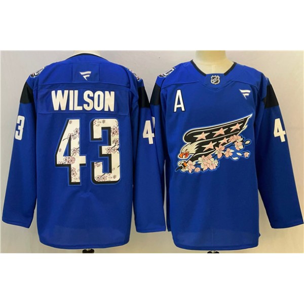 Washington Capitals #43 Tom Wilson Blue Cherry Blossom With A Patch Stitched Jersey