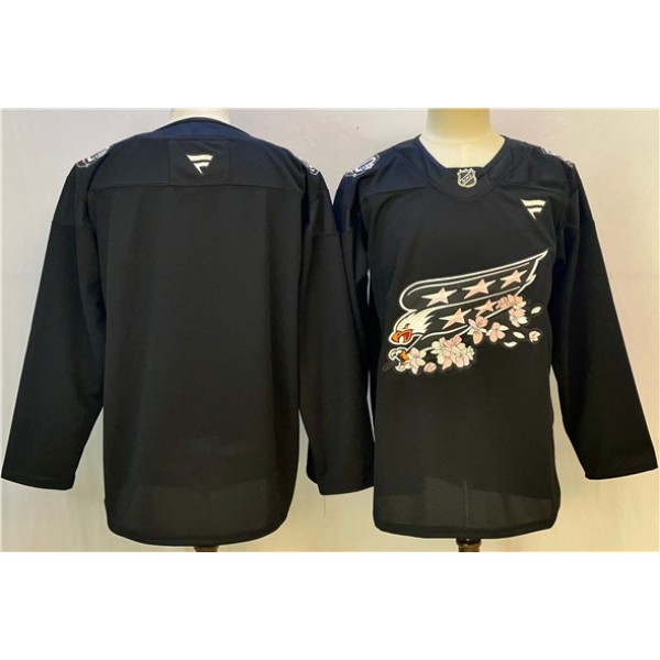 Washington Capitals Blank Black Cherry Blossom Stitched Jersey