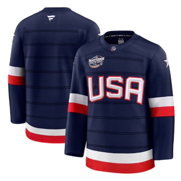 USA Blank Navy 2025 4 Nations Face-Off Stitched Jersey