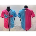 New York Yankees Blank Pink Blue Limited Stitched Jersey