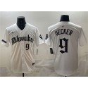 Milwaukee Brewers #9 Bob Uecker White 'Gothic 414 Shadows Edition' Vapor Premier Limited Stitched Jersey