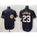 Chicago Cubs #23 Ryne Sandberg Black Gold 'Ryne Sandberg Tribute' Vapor Limited V2 Stitched Jersey