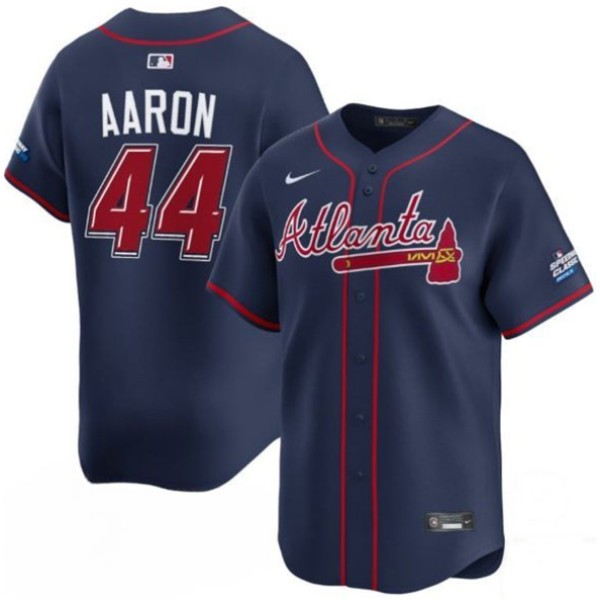 Atlanta Braves #44 Hank Aaron Navy 2025 Speedway Classic Alternate Limited Stitched Jersey