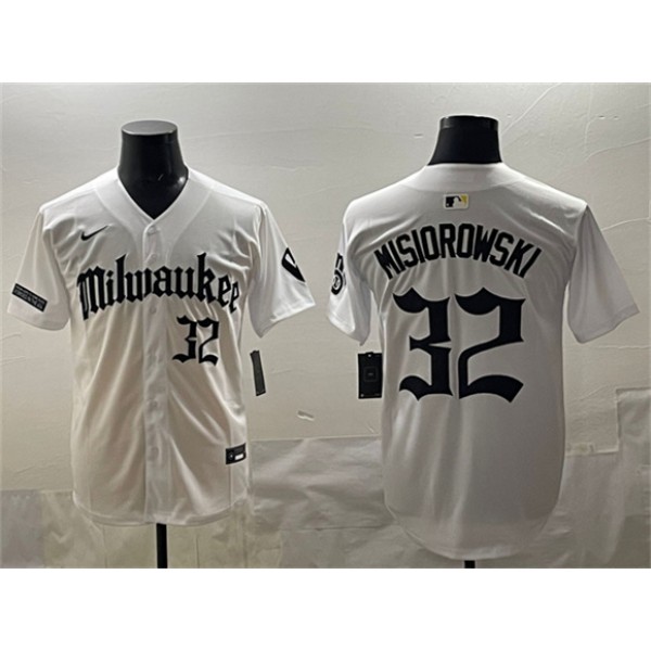 Milwaukee Brewers #32 Jacob Misiorowski White 'Gothic 414 Shadows Edition' Vapor Premier Limited Stitched Jersey