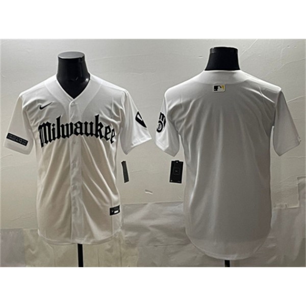 Milwaukee Brewers Blank White 'Gothic 414 Shadows Edition' Vapor Premier Limited Stitched Jersey