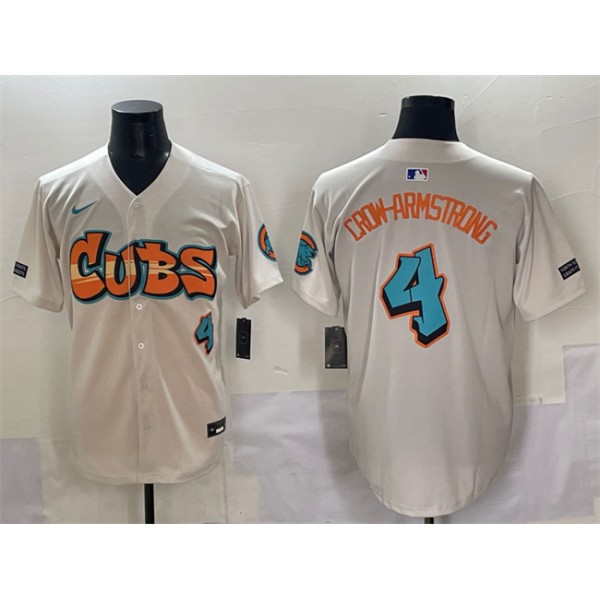 Chicago Cubs #4 Pete Crow-Armstrong Cream 'Graffiti North Side Edition' Vapor Premier Limited Stitched Jersey