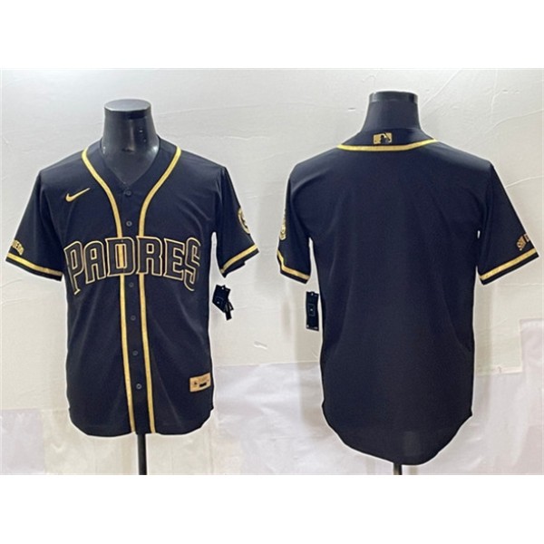 San Diego Padres Blank Black Gold Stitched Jersey