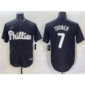 Philadelphia Phillies #7 Trea Turner Black Lights Out Limited Stitched Jersey