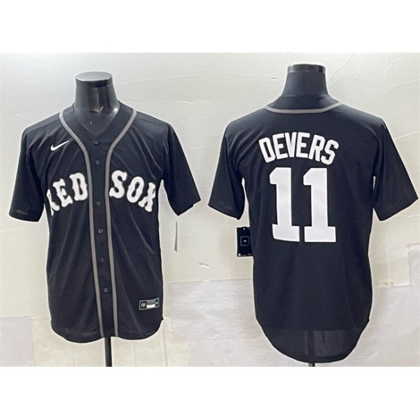 Boston Red Sox #11 Rafael Devers Black Lights Out Limited Stitched Jersey