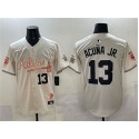 Atlanta Braves #13 Ronald Acu?a Jr. Cream 2024 Atliens Peach With Outkast Patch Vapor Limited Stitched Jersey