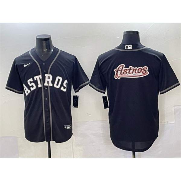 Houston Astros Team Big Logo Black Lights Out Limited Stitched Jersey
