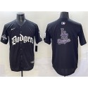 Los Angeles Dodgers Team Big Logo Black 2025 LA Gothic Style With 2024 World Series Champions Patch Vapor Premier Limited Stitched Jersey