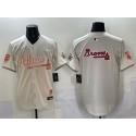 Atlanta Braves Team Big Logo Cream 2024 Atliens Peach With Outkast Patch Vapor Limited Stitched Jersey